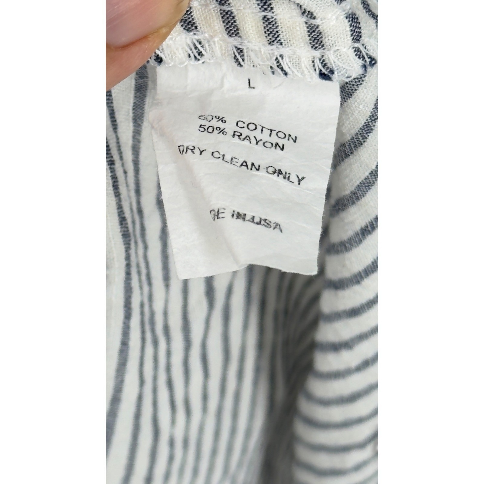 Sur La Cote Dress Womens Large Stripe Tie Front Midi Nautical Button Beachy Boho — image 4 of 5